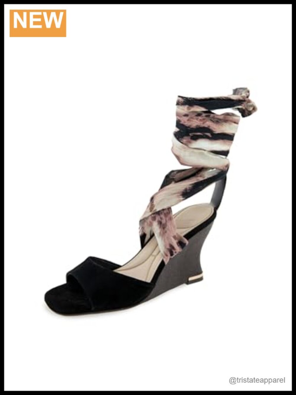 Suede Wedge Sandal Ankle Strap Tie Open Toe Platform Heel